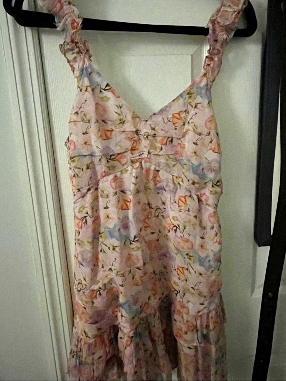 LoveShackFancy Desra Pastel Pink Floral Tiered Ruffle Mini - Picture 6 of 6